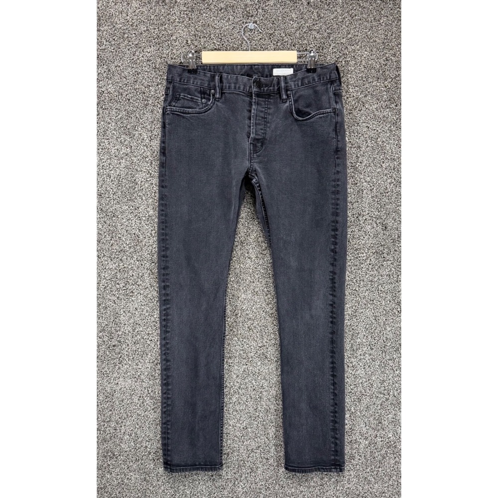 AllSaints Rex Jeans Mens 32/30 Black Denim Button Fly Slim Skinny Fit Stretch